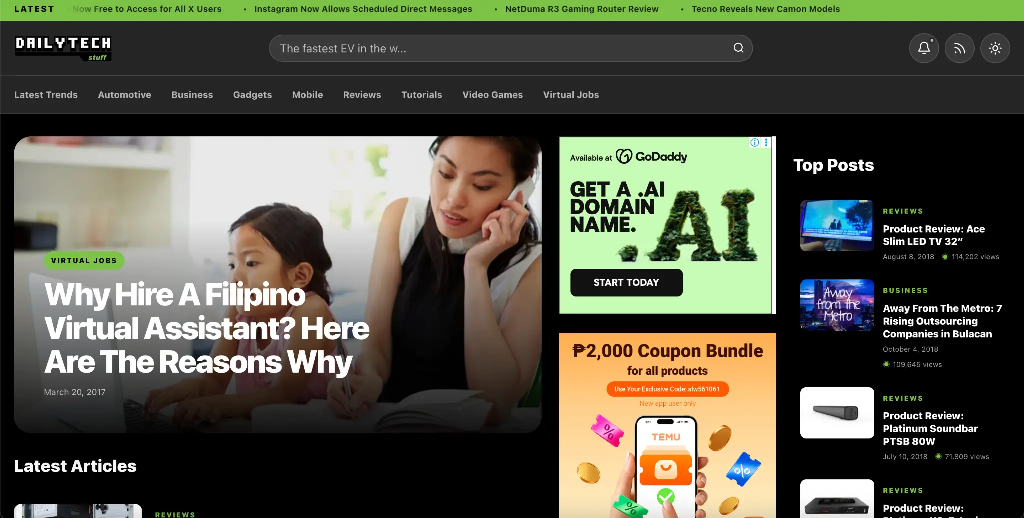 Daily Tech Stuff WP Blog Theme preview